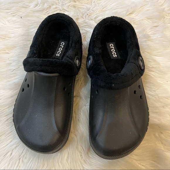 Crocs 10638 Black Blitzen Polar Faux Fur Lined Clogs Women’s 9 Men’s 7
